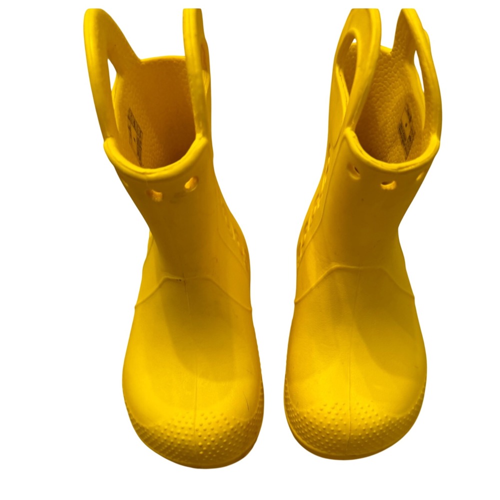Crocs Kids Handle It Rain Boots Yellow Waterproof Pull On Size C8 - Picture 2 of 5